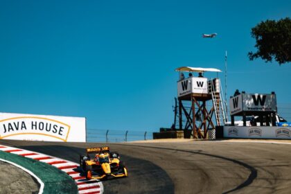 Christian Lundgaard driving at Laguna Seca