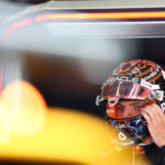 Max Verstappen with his helmet on